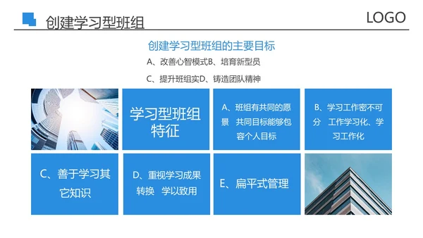 蓝色商务风创建五型班组精英团队PPT模板培训