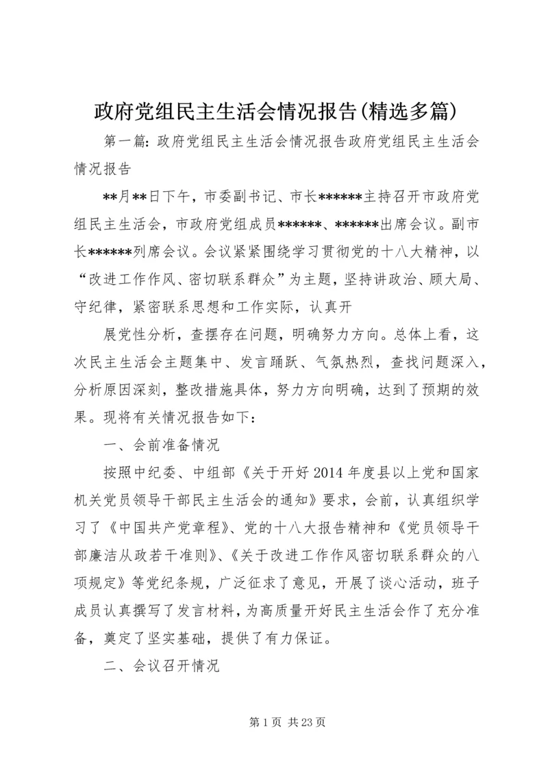 政府党组民主生活会情况报告(精选多篇).docx