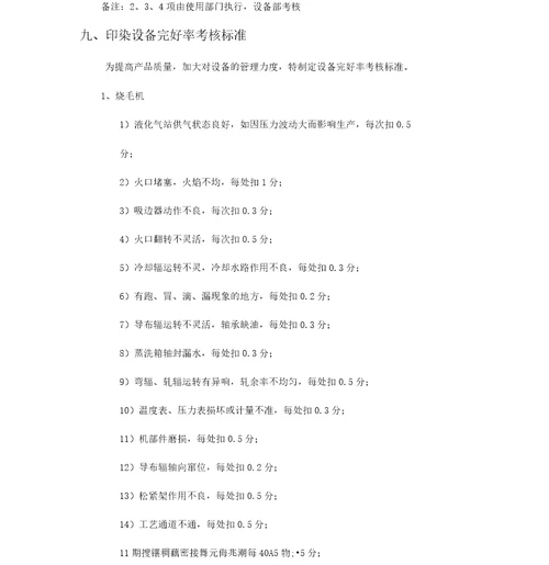设备综合管理考核标准