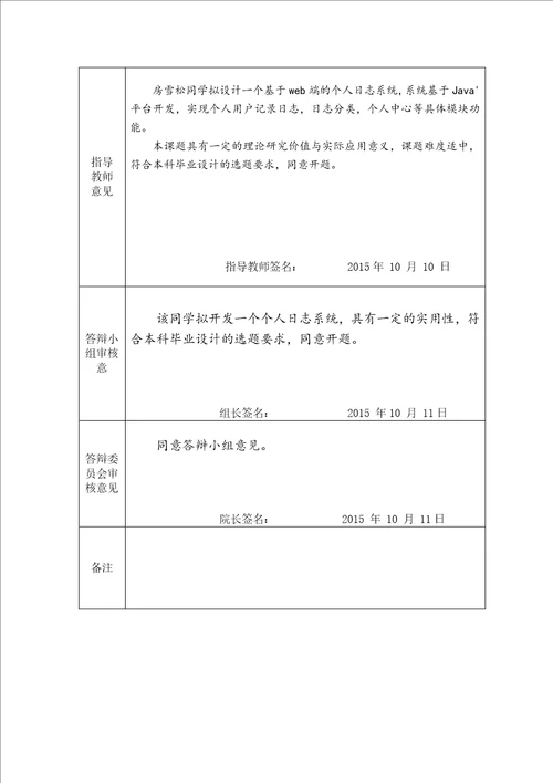 开题报告个人日志系统的设计与实现