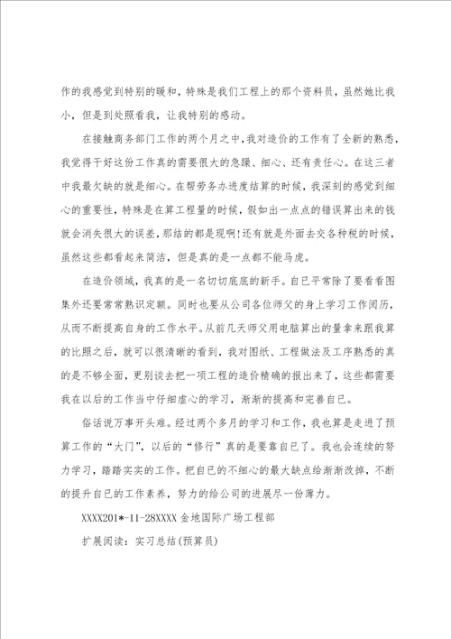 实习预算员个人总结