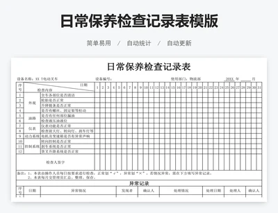 日常保养检查记录表模版