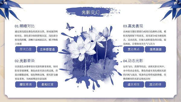 蓝色系古风蓝绾风华年中总结PPT模板