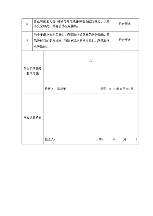 4.2.15临近带电体作业检查记录表