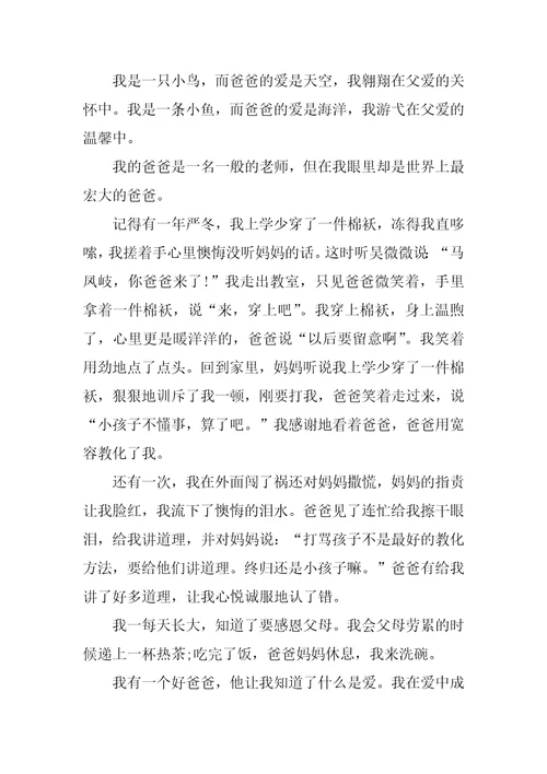 2023年关于父爱的作文5篇帮我查关于父爱的作文