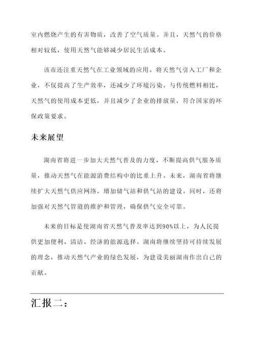 湖南天然气普及情况汇报