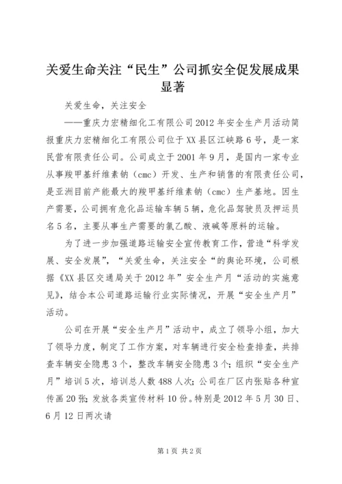 关爱生命关注“民生”公司抓安全促发展成果显著 (2).docx