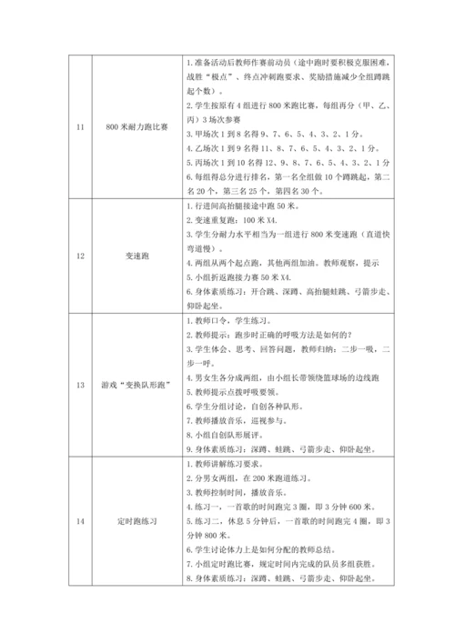 初中体育八年级“起跑及起跑后的加速跑”教学设计与中长跑 大单元教学计划