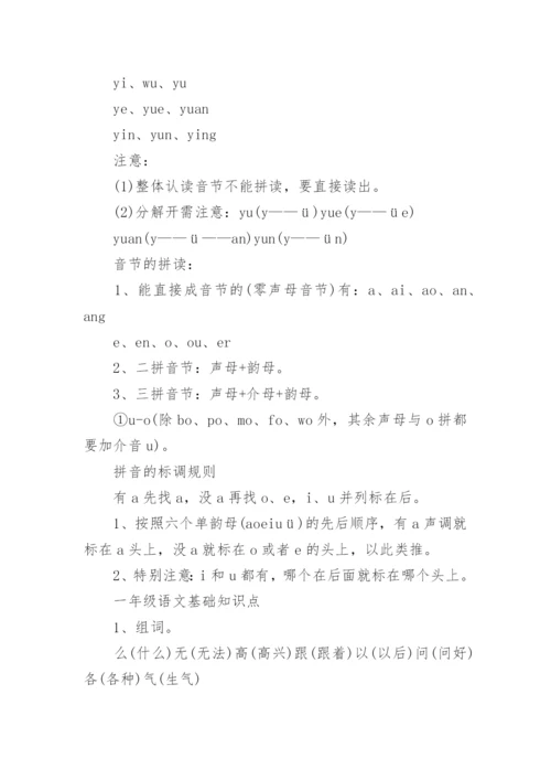 小学一年级语文知识点精选.docx