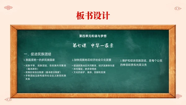 红色简约中国风边框民族团结教学设计PPT课件
