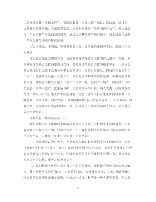 精编之计划生育年终工作总结范文.docx