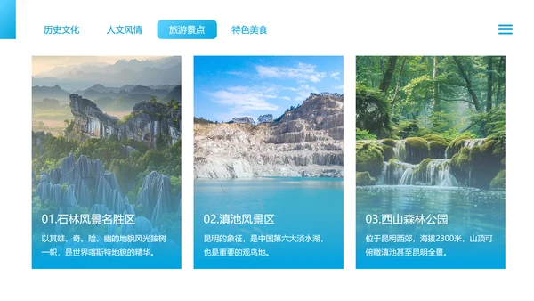 蓝色简约风云南旅游文化介绍PPT