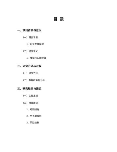 项目研究报告目录