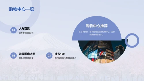 蓝色现代日本旅行全攻略PPT模板