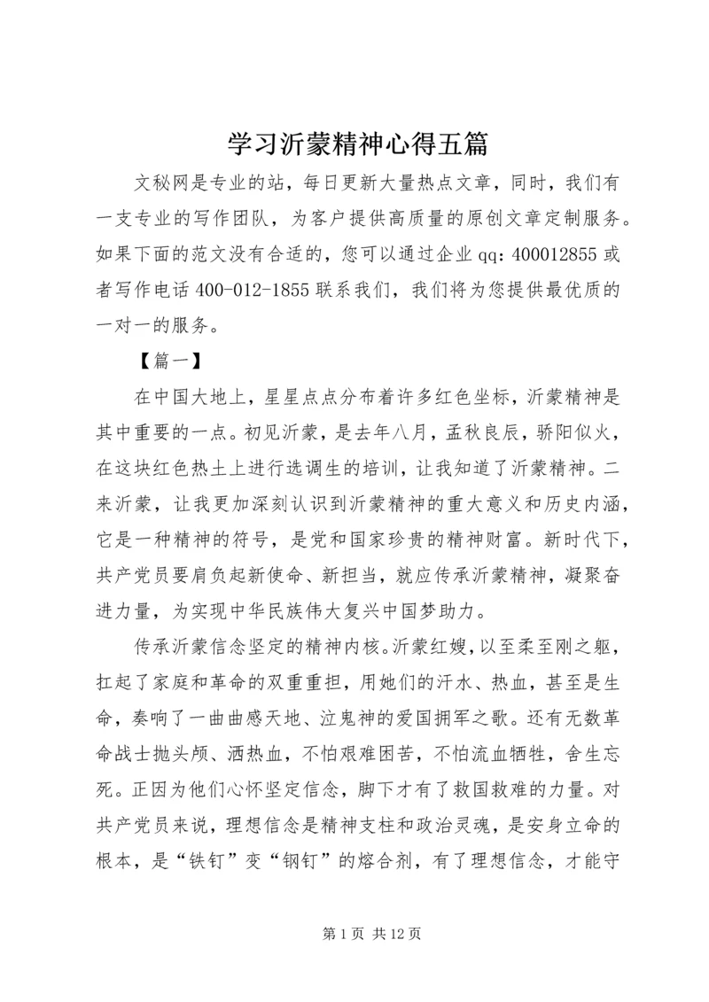 学习沂蒙精神心得五篇.docx