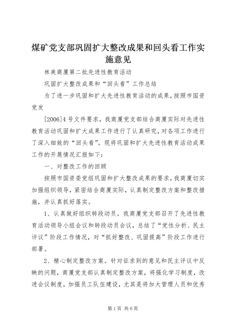 煤矿党支部巩固扩大整改成果和回头看工作实施意见 (2).docx