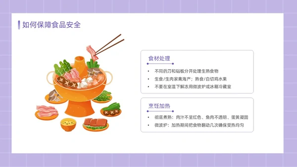 紫色简约卡通插画食品安全教育课件动态PPT食品安全宣传周