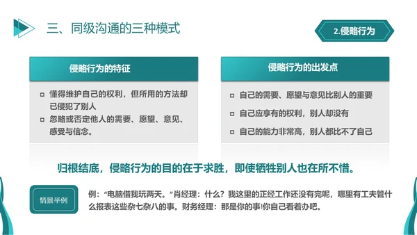 深青色简约商务风员工学生平级沟通培训PPT