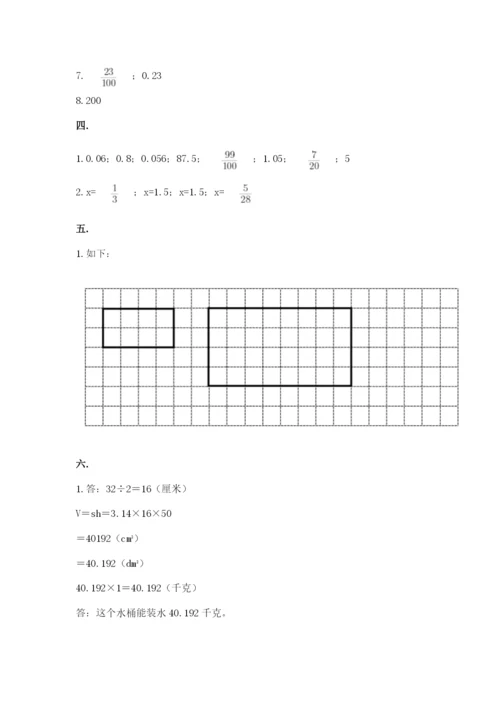 小学六年级下册数学摸底考试题精品（名师推荐）.docx