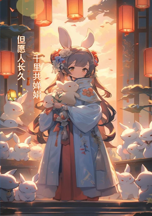 动漫嫦娥玉兔中秋节节日插画海报