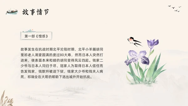 棕色古风好书推荐读书分享读书交流会四世同堂PPT模板宣传PP
