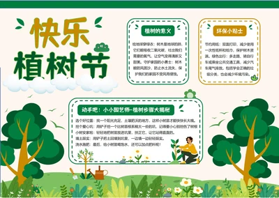 手抄报电子小报劳动小报快乐植树节-手抄报