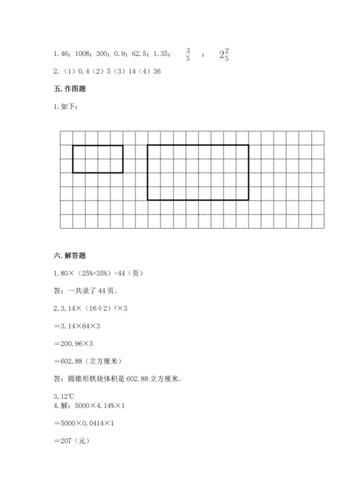 人教版六年级下册数学期末卷附参考答案【综合题】.docx