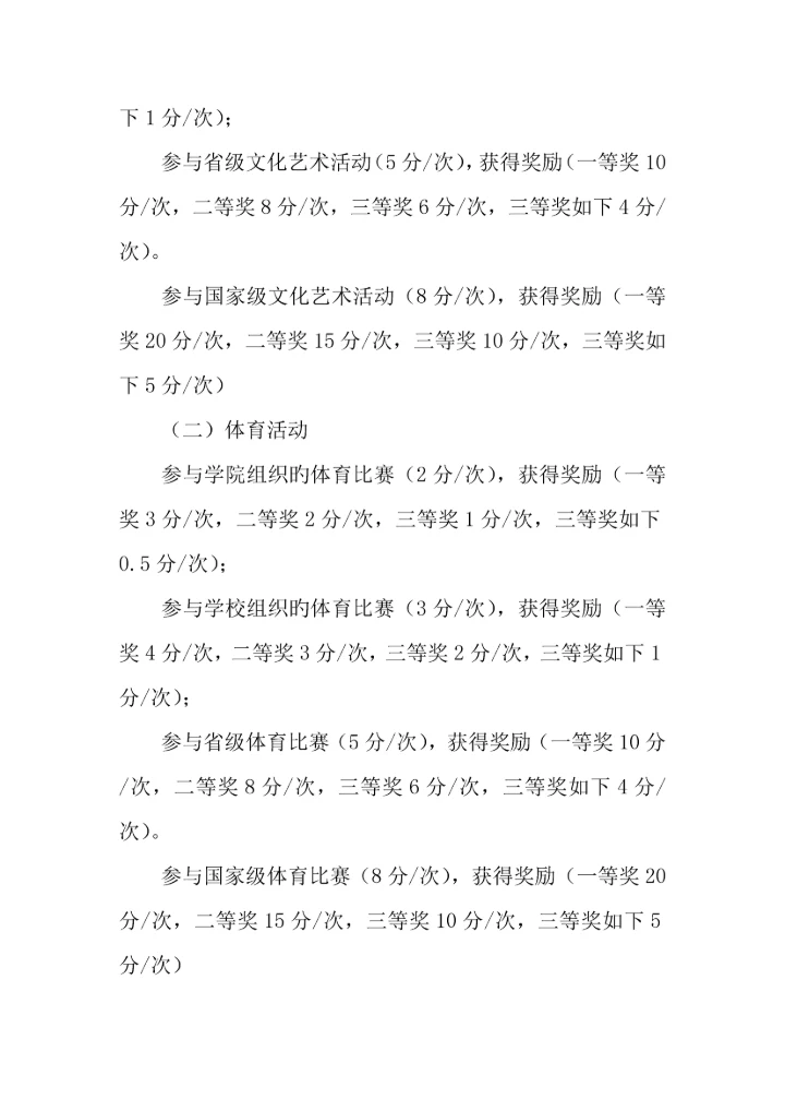 大学生活动文化课积分量化实施方案.docx