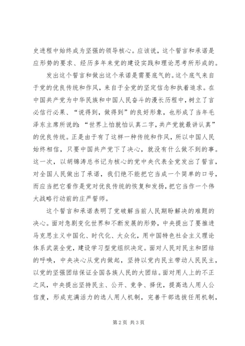 学习十七届四中全会心得——伟大誓言庄严承诺 (2).docx