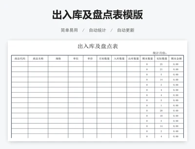 出入库及盘点表模版