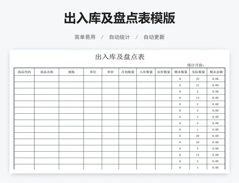出入库及盘点表模版