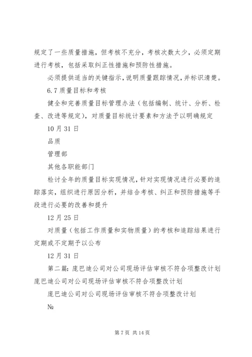 庞巴迪公司对公司现场评估审核不符合项整改计划.docx