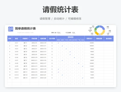 简单请假统计表