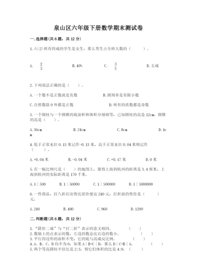 泉山区六年级下册数学期末测试卷精品有答案.docx