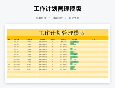 工作计划管理模版