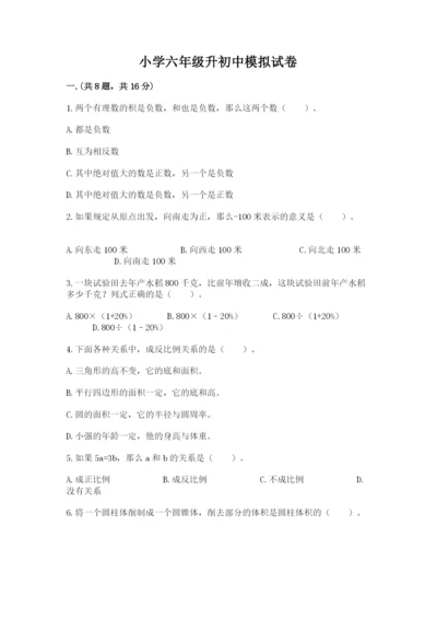 小学六年级升初中模拟试卷【名师系列】.docx