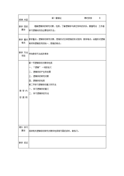 逻辑学教案（分章）