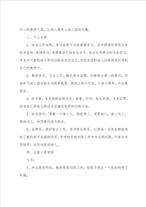 幼儿园教师大班个人工作计划