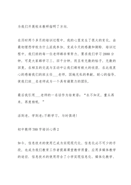 初中教师700字培训心得体会10篇.docx