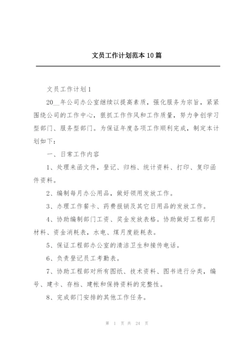 文员工作计划范本10篇.docx