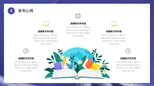 创意书本读书人物插画读书分享会通用模板PPT