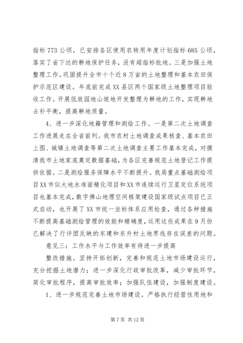 国土资源局民主评议政风行风工作整改报告.docx