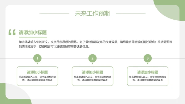 绿色简约风季度工作汇报PPT模板