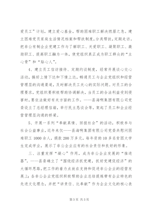 非公企业党建工作经验材料.docx