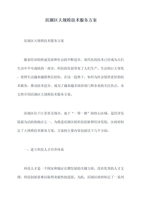 滨湖区大规模技术服务方案