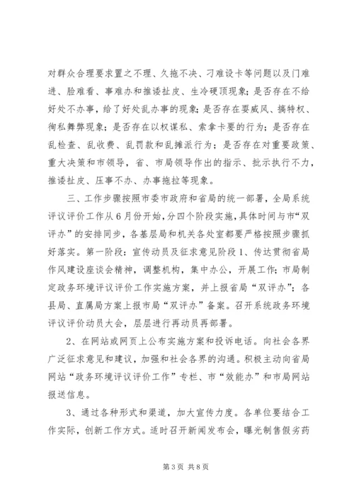 药监系统开展政务环境评议评价工作实施方案 (2).docx