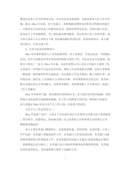 精编之文员个人工作总结范文3篇.docx