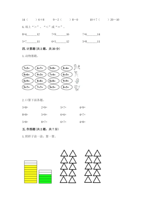 苏教版一年级上册数学第十单元-20以内的进位加法-测试卷附参考答案(b卷).docx