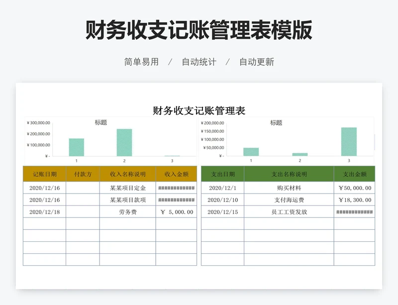 财务收支记账管理表模版