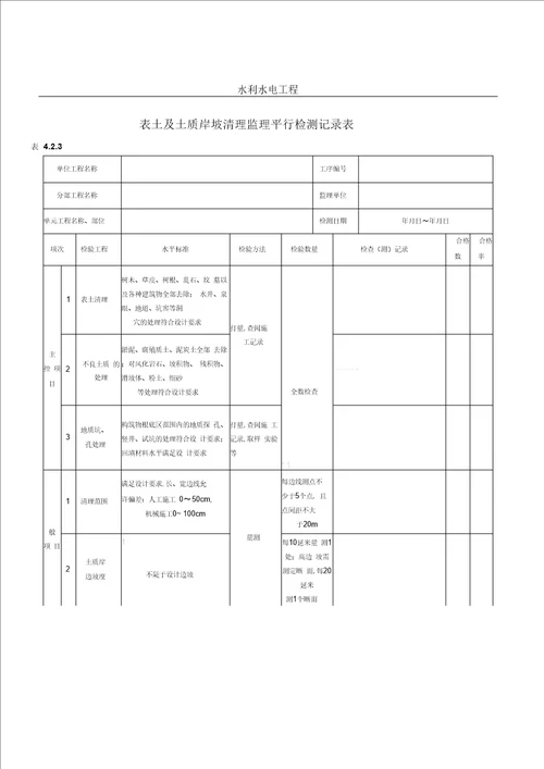 最新水利水电工程监理平行检测表格模板